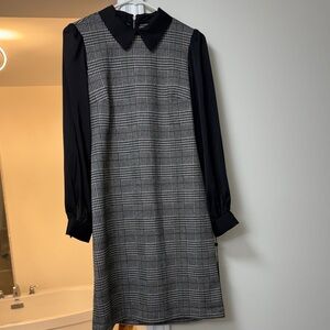 Tommy Hilfiger Black and Gray Long Sleeve Dress